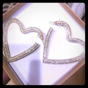 CZ Heart hoop earrings